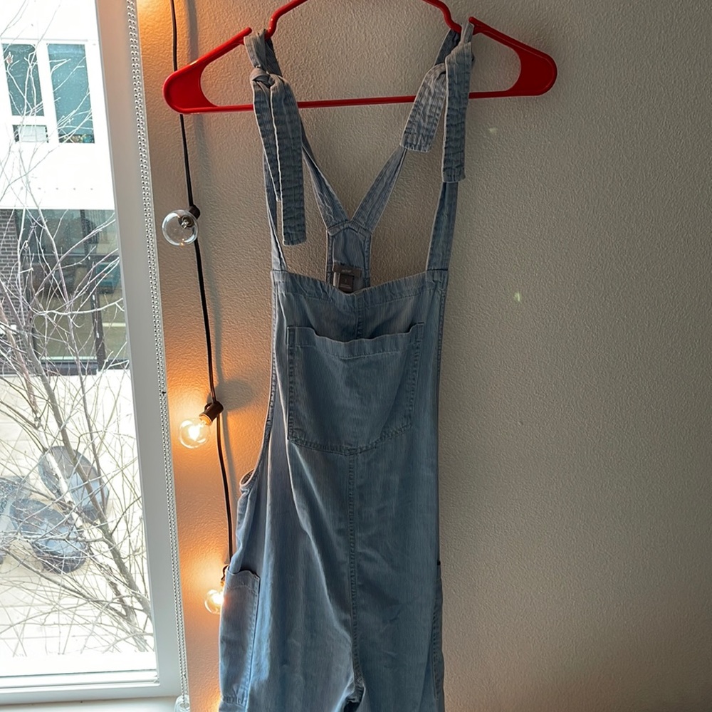 Pinstriped aerie overalls